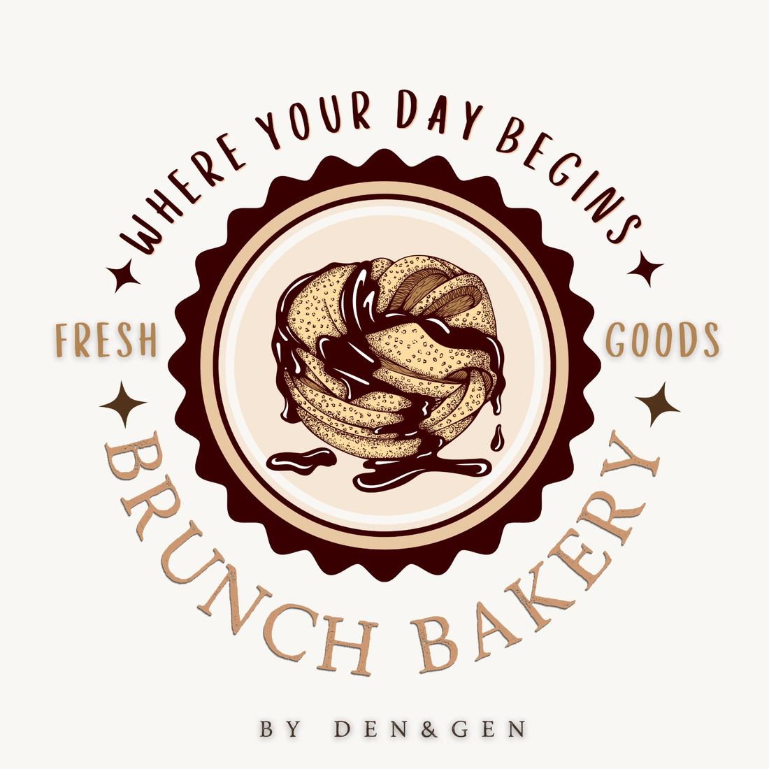 Brunch Bakery. Where your day begins. Fresh goods. By Den&Gen
